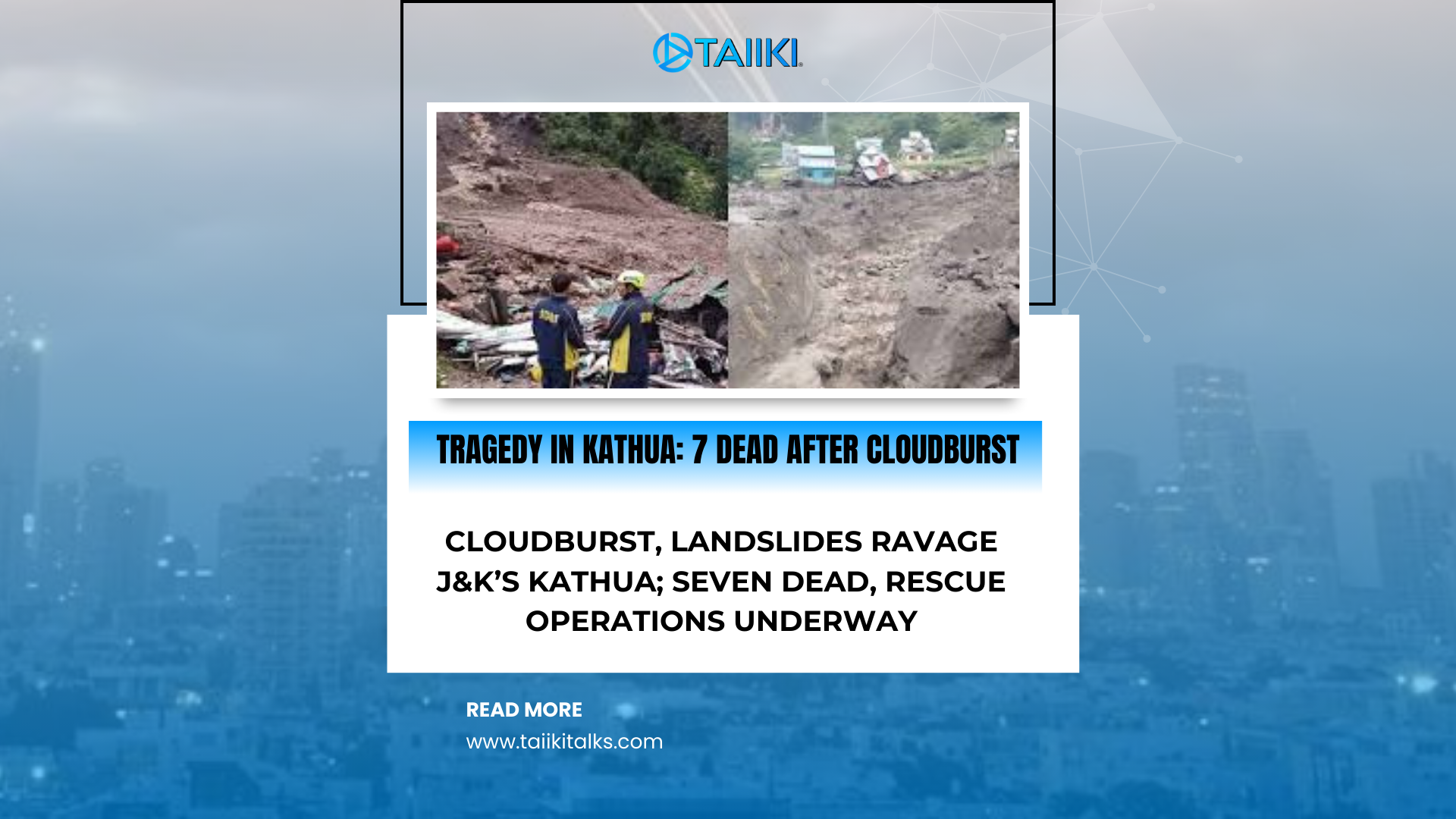 Cloudburst, Landslides Ravage J&K’s Kathua; Seven Dead, Rescue Operations Underway